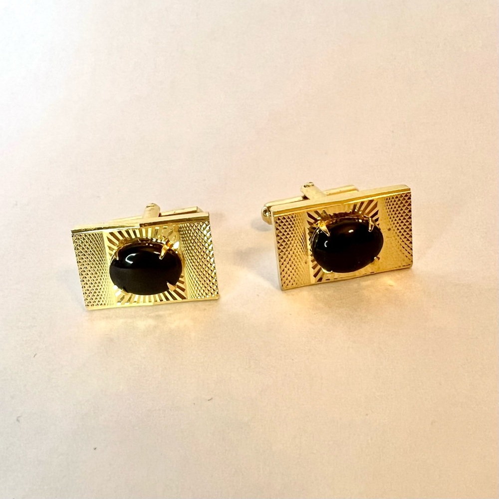 NORITAKE Gold Tone Genuine Lapis CUFFLINKS